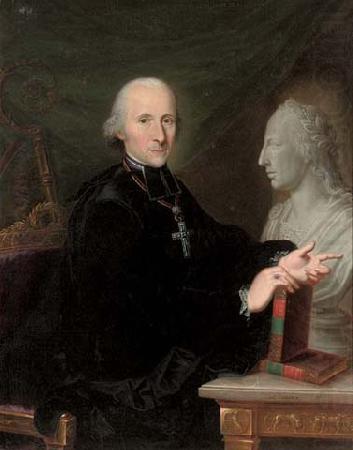 Karl Kaspar Pitz Portrait of a cleric a book in his right hand, by a marble bust china oil painting image